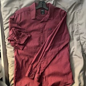 Burgundy RVCA LS Button Up